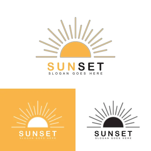 Güneş logosu vektör tasarım şablonu. Gündoğumu ve günbatımı simgesi
