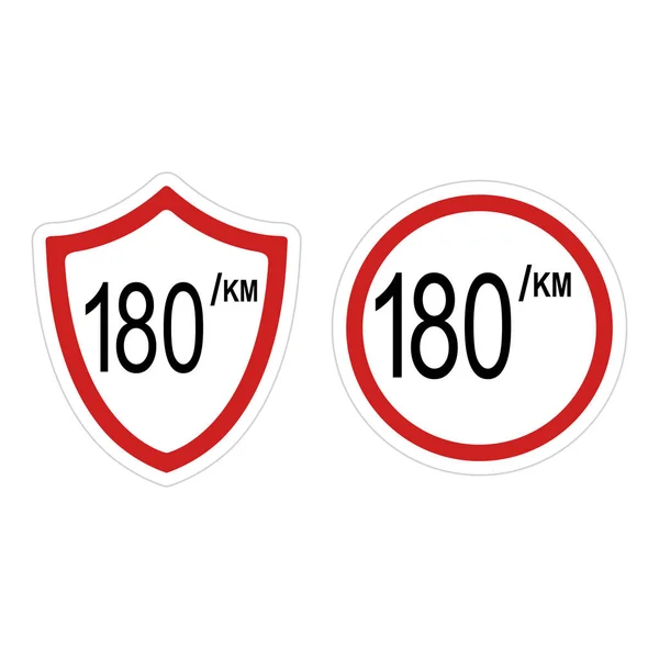 Μέγιστο Όριο Ταχύτητας 180 Σημάδι Διανυσματική Απεικόνιση — Διανυσματικό Αρχείο