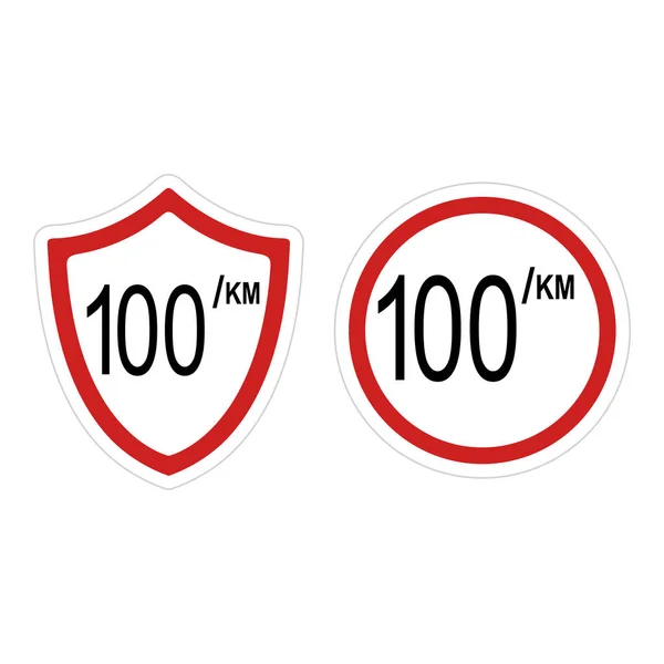 Максимальне Обмеження Швидкості 100 Знак Векторні Ілюстрації Стокова Ілюстрація