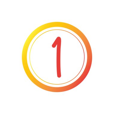 Bir numaralı daire vektör illüstrasyonu. İzole edilmiş beyaz arkaplan