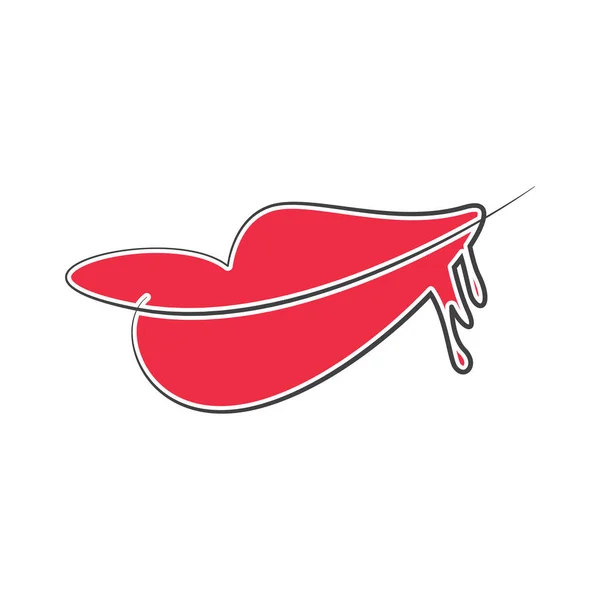Küssende Lippen Vektor Illustration Sexy Roten Kuss Aufkleber Zeichen Pop — Stockvektor
