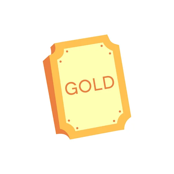 Διάνυσμα Χρυσό Πλάκα Πινακίδα Κινουμένων Σχεδίων Απομονωμένο Λευκό Φόντο — Διανυσματικό Αρχείο