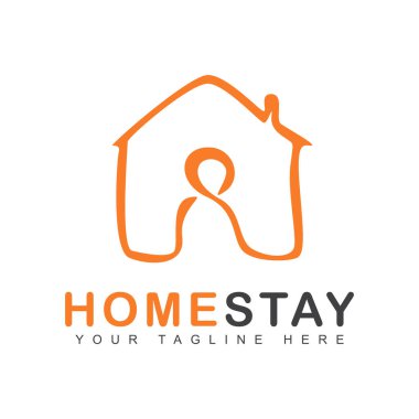 Evde kal soyut tasarım logosu, çizgi sanatı