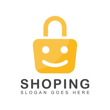 Çevrimiçi Mağaza Logo Tasarım Şablonu. Alışveriş poşeti tabelası.