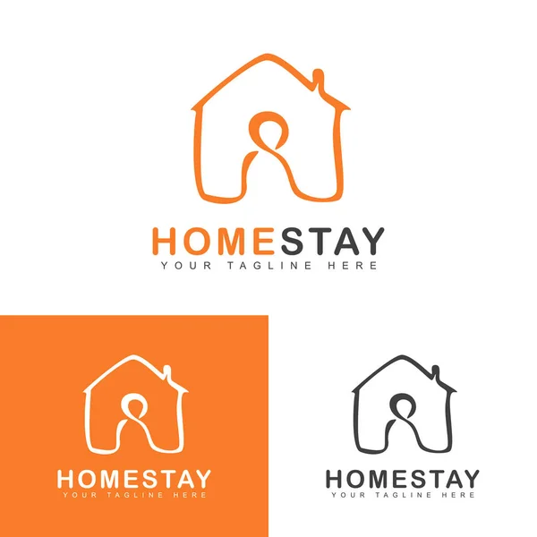 Evde kalın soyut tasarım logosu, çizgi resim vektörü