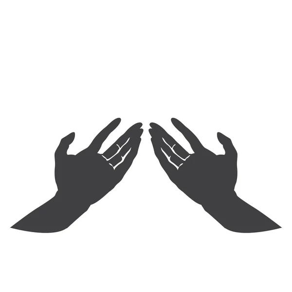 Vektorillustration Der Erhobenen Hände Silhouette Handzeichen — Stockvektor