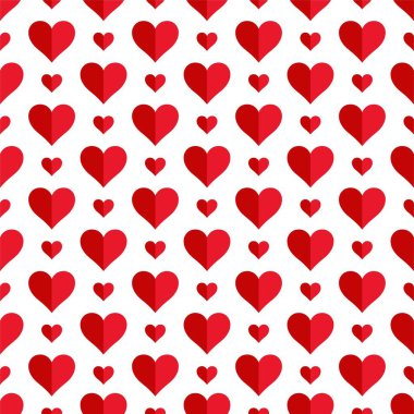 Vector simple seamless pattern with red hearts. Creative background for Valentine`s day. Trendy love print. 14 february concept.