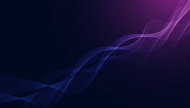 Curve shape flow vector abstract background in dark blue gradient, dynamic and speed concept