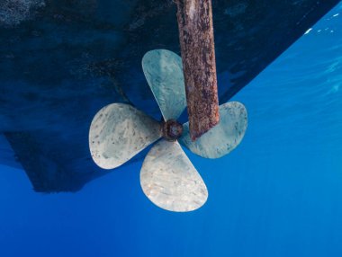 Boat propeller in the Mediterranean Sea clipart