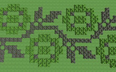 Modern peyzaj mimarisinin 3 boyutlu çizimi. Kesilmiş kenarları haç şeklinde olan modüler bahçe. Peyzaj tasarımının arkaplan bilgisayarı çizimi.