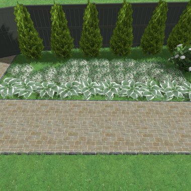 Park alanının 3D peyzaj tasarımı. Bölgenin peyzaj planlaması. Kentsel alanların geliştirilmesi için bileşik çözümlerin bilgisayar görselleştirmesi.