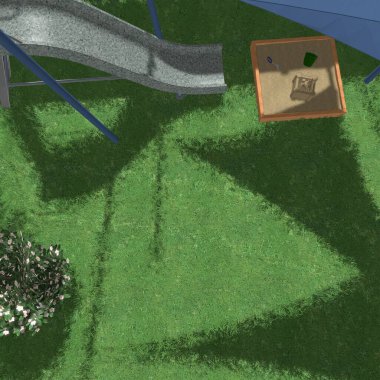 Park alanının 3D peyzaj tasarımı. Bölgenin peyzaj planlaması. Kentsel alanların geliştirilmesi için bileşik çözümlerin bilgisayar görselleştirmesi.