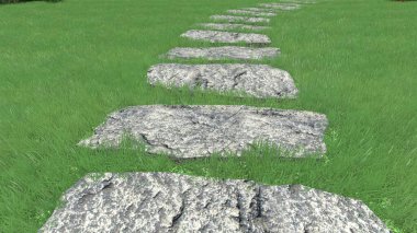 Memleketin peyzaj tasarımının 3 boyutlu görüntüsü. Bölgenin peyzajı. Birleşik peyzaj ve peyzaj çözümlerinin bilgisayar görselleştirmesi.