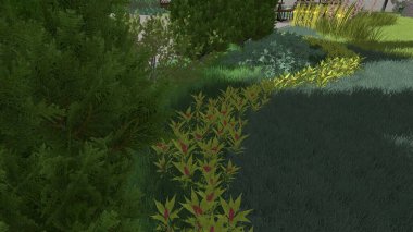 Memleketin peyzaj tasarımının 3 boyutlu görüntüsü. Bölgenin peyzajı. Birleşik peyzaj ve peyzaj çözümlerinin bilgisayar görselleştirmesi.