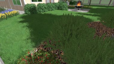 Memleketin peyzaj tasarımının 3 boyutlu görüntüsü. Bölgenin peyzajı. Birleşik peyzaj ve peyzaj çözümlerinin bilgisayar görselleştirmesi.