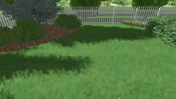 Memleketin peyzaj tasarımının 3 boyutlu görüntüsü. Bölgenin peyzajı. Birleşik peyzaj ve peyzaj çözümlerinin bilgisayar görselleştirmesi.