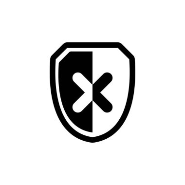 X işareti vektör dizaynlı kalkan simgesi