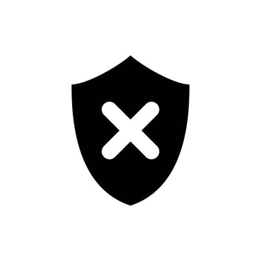 X işareti vektör dizaynlı kalkan simgesi
