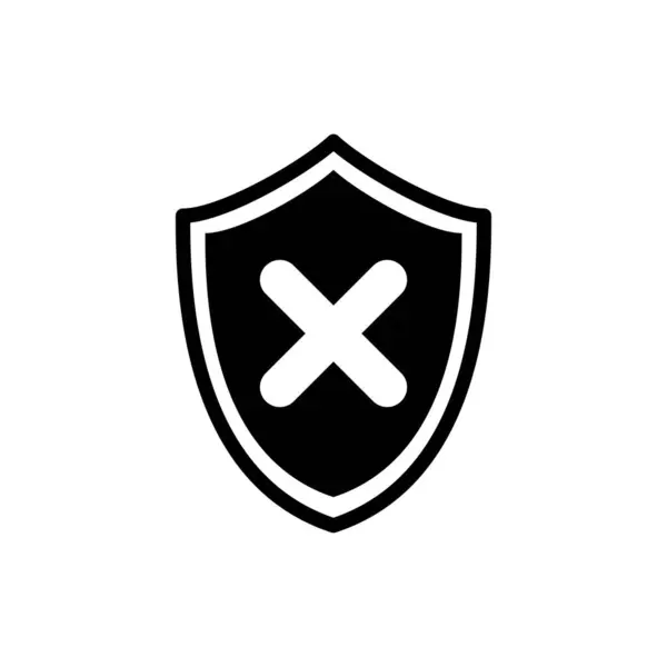 Xサインベクトルデザインのシールドアイコン — ストックベクタ