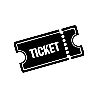 Siyah-beyaz tarzında basit ve cesur bilet ikonu. Sinema, konser, gösteri ya da etkinlik için giriş izinlerini temsil ediyor. Dijital tasarımlar, web elementleri ve tanıtım materyalleri için mükemmel