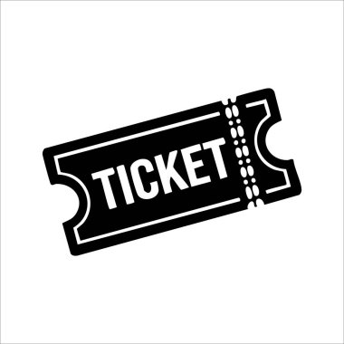 Siyah-beyaz tarzında basit ve cesur bilet ikonu. Sinema, konser, gösteri ya da etkinlik için giriş izinlerini temsil ediyor. Dijital tasarımlar, web elementleri ve tanıtım materyalleri için mükemmel