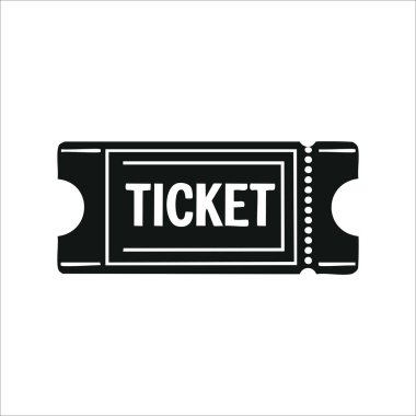 Siyah-beyaz tarzında basit ve cesur bilet ikonu. Sinema, konser, gösteri ya da etkinlik için giriş izinlerini temsil ediyor. Dijital tasarımlar, web elementleri ve tanıtım materyalleri için mükemmel