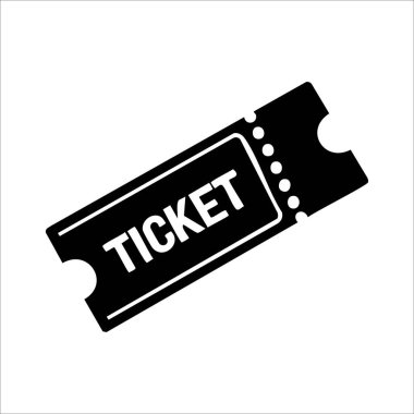 Siyah-beyaz tarzında basit ve cesur bilet ikonu. Sinema, konser, gösteri ya da etkinlik için giriş izinlerini temsil ediyor. Dijital tasarımlar, web elementleri ve tanıtım materyalleri için mükemmel