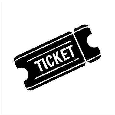 Siyah-beyaz tarzında basit ve cesur bilet ikonu. Sinema, konser, gösteri ya da etkinlik için giriş izinlerini temsil ediyor. Dijital tasarımlar, web elementleri ve tanıtım materyalleri için mükemmel