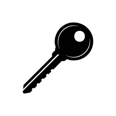 Erişim, güvenlik ve mahremiyeti simgeleyen basit siyah anahtar simgesi. Uygulamalar, web ve bilgi grafikleri için ideal