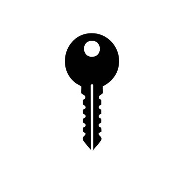 Erişim, güvenlik ve mahremiyeti simgeleyen basit siyah anahtar simgesi. Uygulamalar, web ve bilgi grafikleri için ideal