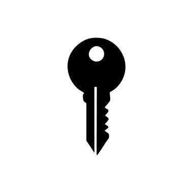 Erişim, güvenlik ve mahremiyeti simgeleyen basit siyah anahtar simgesi. Uygulamalar, web ve bilgi grafikleri için ideal