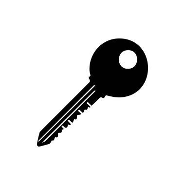 Erişim, güvenlik ve mahremiyeti simgeleyen basit siyah anahtar simgesi. Uygulamalar, web ve bilgi grafikleri için ideal