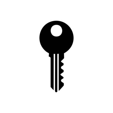 Erişim, güvenlik ve mahremiyeti simgeleyen basit siyah anahtar simgesi. Uygulamalar, web ve bilgi grafikleri için ideal