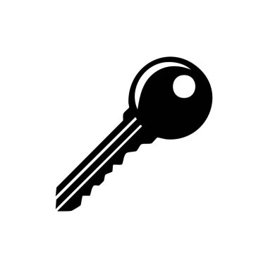 Erişim, güvenlik ve mahremiyeti simgeleyen basit siyah anahtar simgesi. Uygulamalar, web ve bilgi grafikleri için ideal