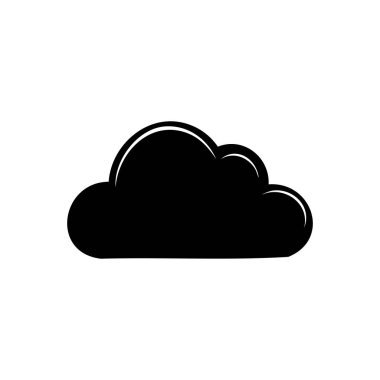 Basit bir siyah bulut simgesi, minimal biçimde. Hava durumu uygulamaları, bulut depolama sembolleri veya dijital arayüz tasarımı için mükemmel