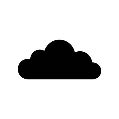 Basit bir siyah bulut simgesi, minimal biçimde. Hava durumu uygulamaları, bulut depolama sembolleri veya dijital arayüz tasarımı için mükemmel