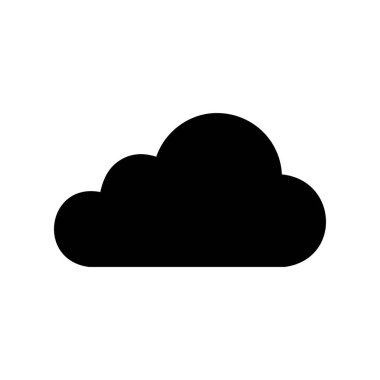Basit bir siyah bulut simgesi, minimal biçimde. Hava durumu uygulamaları, bulut depolama sembolleri veya dijital arayüz tasarımı için mükemmel