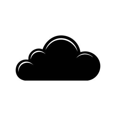 Basit bir siyah bulut simgesi, minimal biçimde. Hava durumu uygulamaları, bulut depolama sembolleri veya dijital arayüz tasarımı için mükemmel