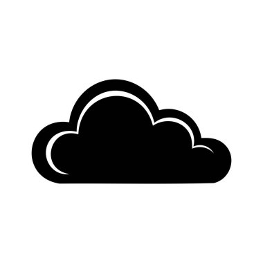 Basit bir siyah bulut simgesi, minimal biçimde. Hava durumu uygulamaları, bulut depolama sembolleri veya dijital arayüz tasarımı için mükemmel