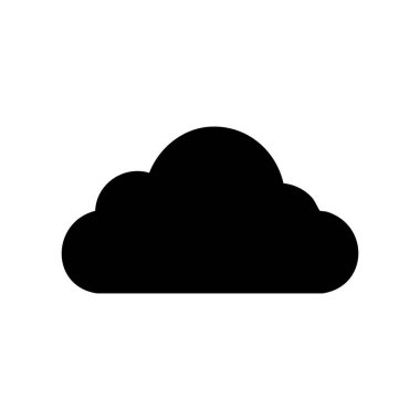 Basit bir siyah bulut simgesi, minimal biçimde. Hava durumu uygulamaları, bulut depolama sembolleri veya dijital arayüz tasarımı için mükemmel