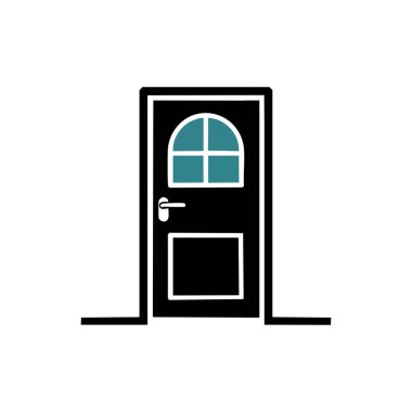 Klasik panel tasarımına sahip basit siyah kapı simgesi, mimari, güvenlik, emlak veya ev ile ilgili görsel içerikte kullanmak için ideal.