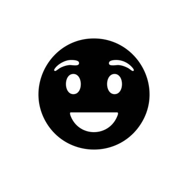 Basit gülen yüz simgesi minimal siyah-beyaz tarzında, dijital tasarım, uygulamalar ve iletişim grafikleri için mükemmel