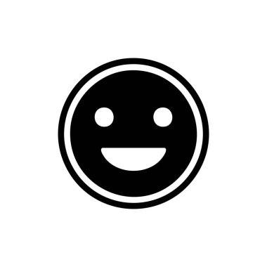 Basit gülen yüz simgesi minimal siyah-beyaz tarzında, dijital tasarım, uygulamalar ve iletişim grafikleri için mükemmel