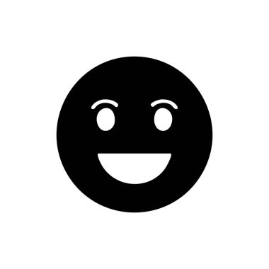 Basit gülen yüz simgesi minimal siyah-beyaz tarzında, dijital tasarım, uygulamalar ve iletişim grafikleri için mükemmel