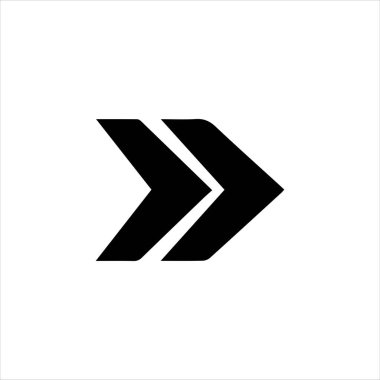 Siyah sağ ok simgesi kalın siluet biçiminde, beyaz arkaplanda izole