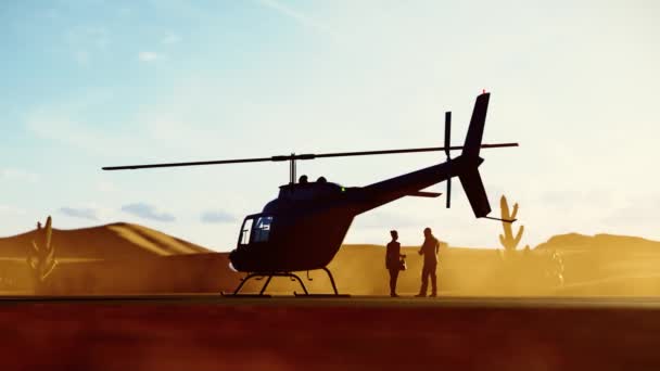 Silhouette Businessman Dealing Project Helicopter Get Ready Flying Shape Man — Stock videók
