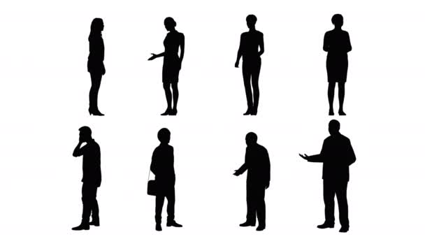 移动图形集的人站在黑色形状的3D渲染动画与阿尔法通道 — 图库视频影像