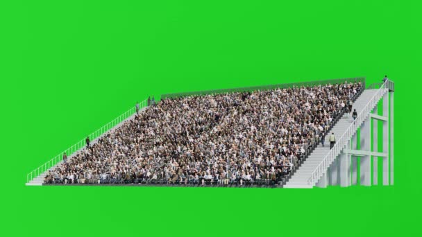 体育场看台上的大群观众 绿色屏幕上的3D动画 — 图库视频影像
