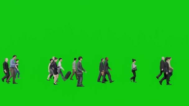 Çeşitli Nsanlar Yeşil Ekran Aynı Yönde Hareket Ediyor — Stok video