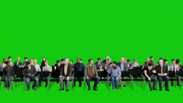 Nsan Oturan Konuşan Yeşil Ekranda Zole Edilmiş Animasyon Grubu — Stok video